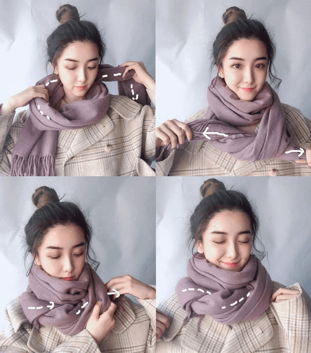 Cách thắt khăn quàng cổ dài