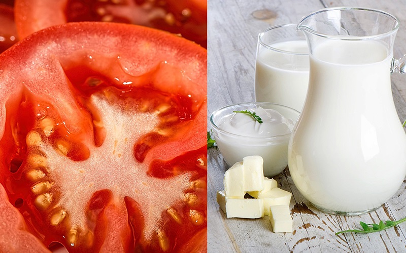 Trắng da toàn thân với cà chua và sữa tươi