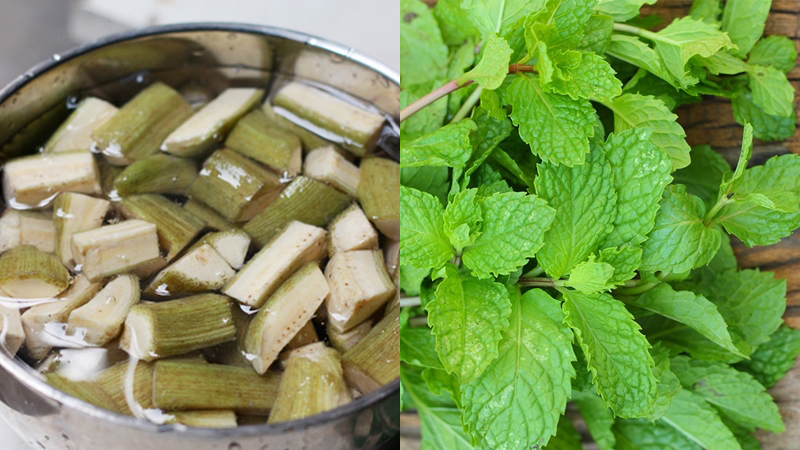 Mặt nạ chuối xanh và lá bạc hà trị nám